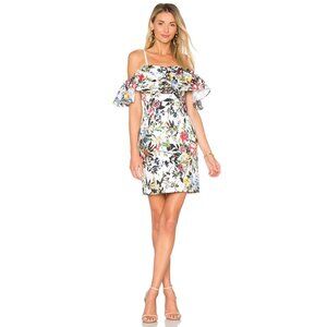 Parker Rainey Dress Amazonian White Shoulder w Straps Multicolor Floral Mini Med